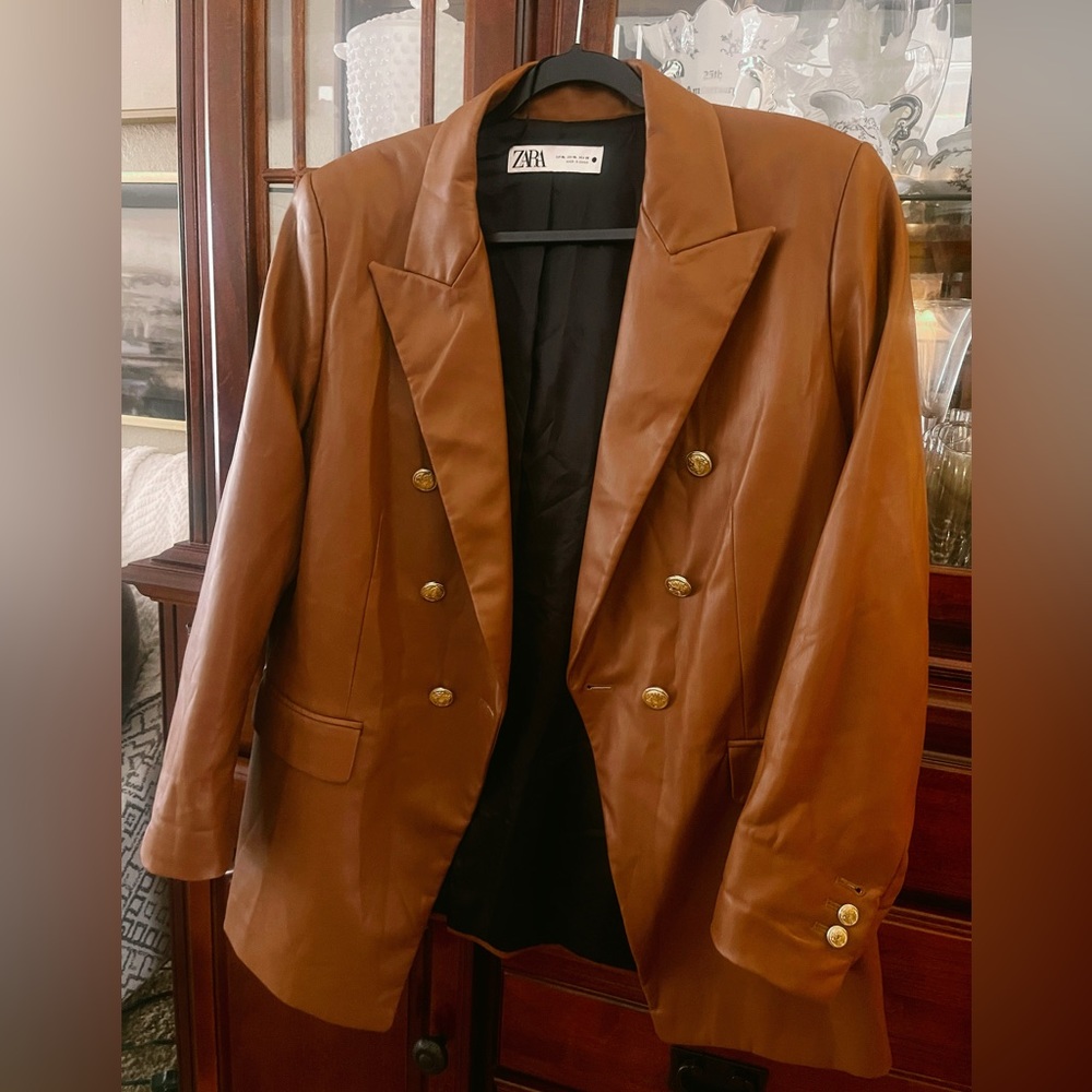 Zara Brown Blazer with Gold Buttons